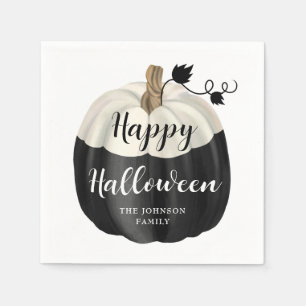 Söt svart och vit pumpa Gott Halloween Pappersservett