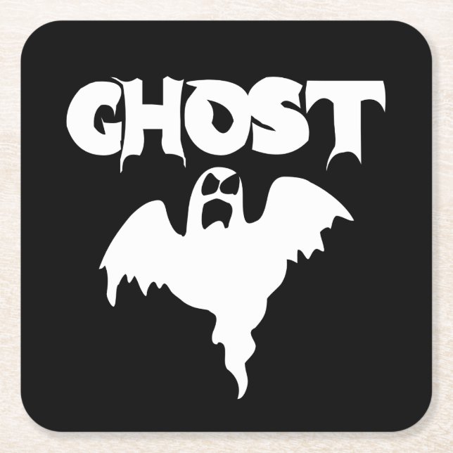 Söt svart och vit spökhalloween underlägg papper kvadrat (Framsidan)