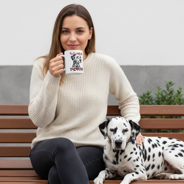 Söt svart på vit te-dags med min dalmatiner kaffemugg (Skapare uppladdad)