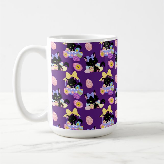 SÖT SVART PÅSKKATT MED PÅSKÄGG KAFFEMUGG (Vänster)