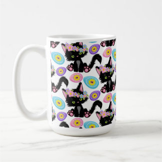 SÖT SVART PÅSKKATT MED PÅSKÄGG KAFFEMUGG