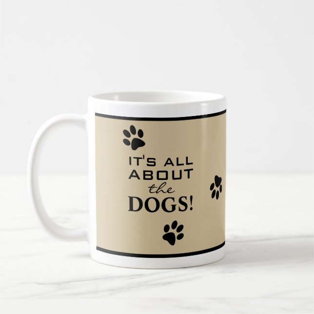Söt svart paw print typografi hund älskare kaffemugg (Vänster)