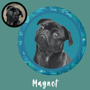 Söt svart pug-ansiktscharm   Unik specialgjord hun Magnet