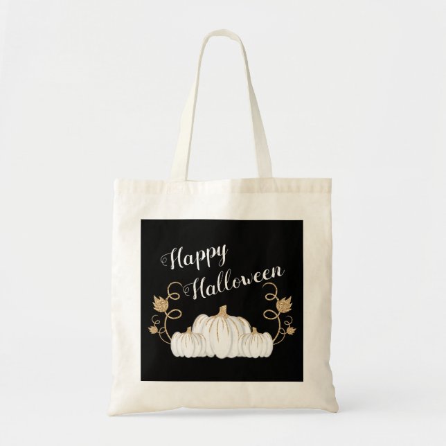 Söt Svart Pumpa Gott Halloween Tygkasse (Framsidan)