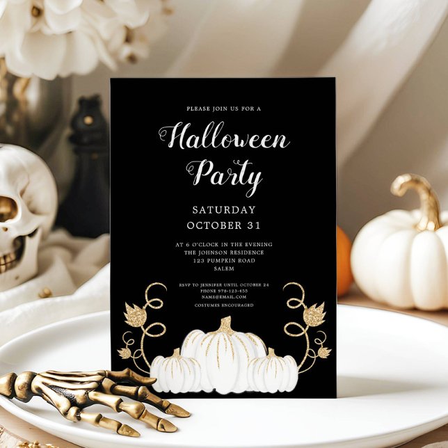 Söt svart pumpa Halloween-fest Inbjudningar (Cute Black Pumpkin Halloween Party Invitation)