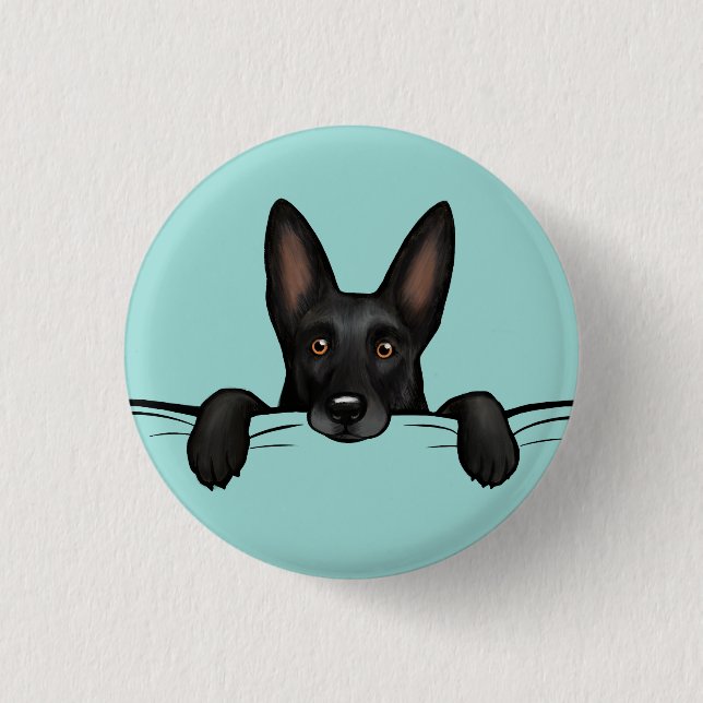 Söt svart schäferhund knapp (Framsida)