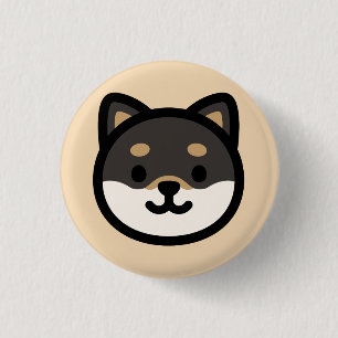Söt svart Shiba Inu hund ansikte Knapp