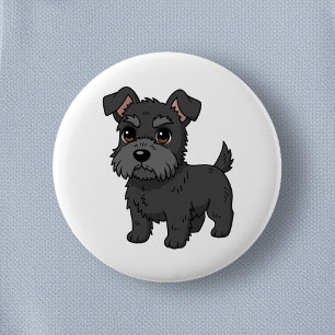 Söt svart skotsk terrier hund knapp
