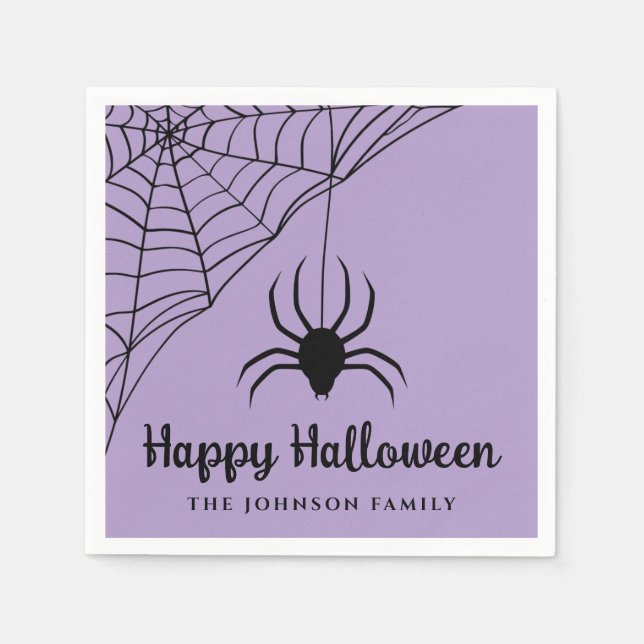 Söt svart spindel God Halloween Pappersservett (Framsidan)