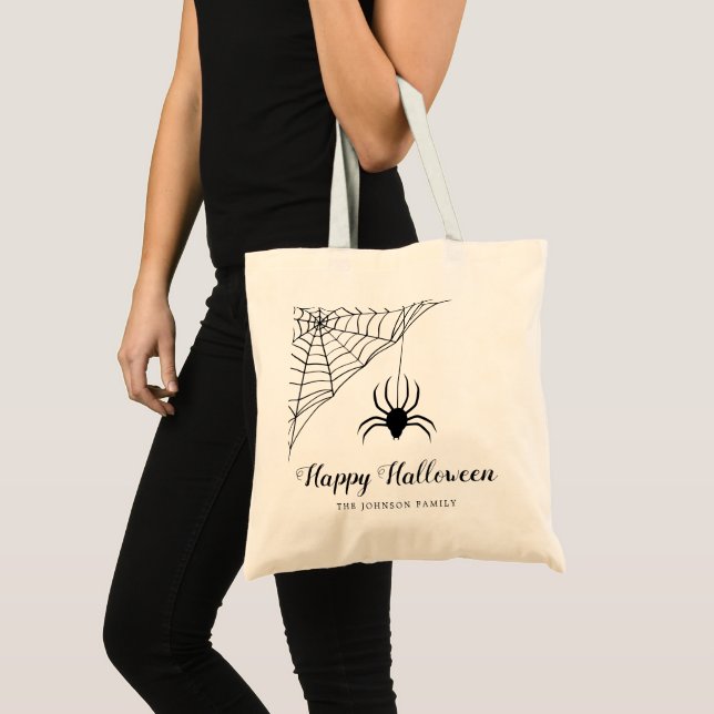 Söt svart spindel God Halloween Tygkasse (Framsida (produkt))