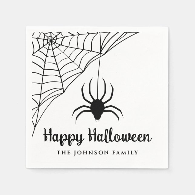 Söt Svart Spindel Gott Halloween Pappersservett (Framsidan)