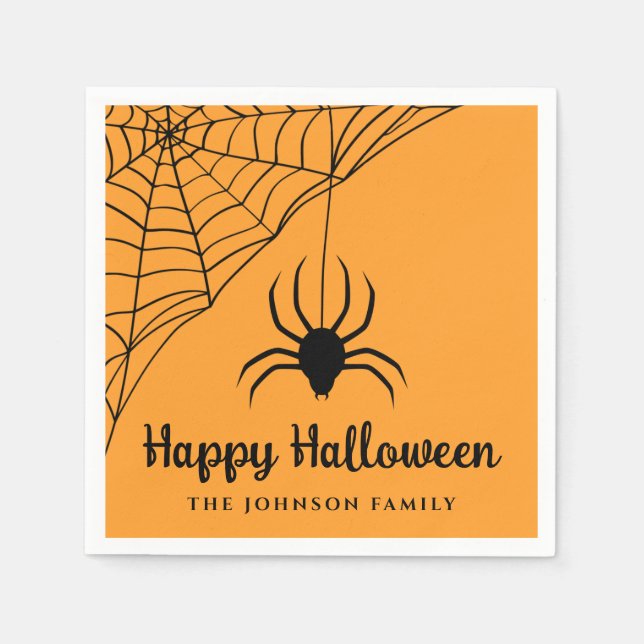 Söt Svart Spindel Gott Halloween Pappersservett (Framsidan)