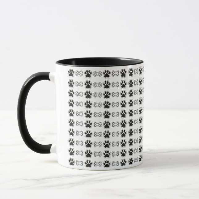 Söt svart tåavtryck och benmönster Tvåtons-mugg Mugg (Vänster)