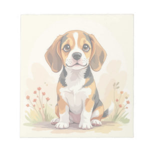 Söt svart tan & vit trefärgad Beagle-valp Anteckningsblock