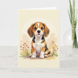 Söt svart tan & vit trefärgad Beagle-valp Kort