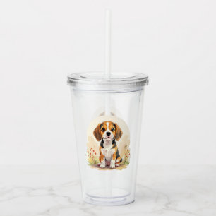 Söt svart tan & vit trefärgad beagle-valp take away mugg