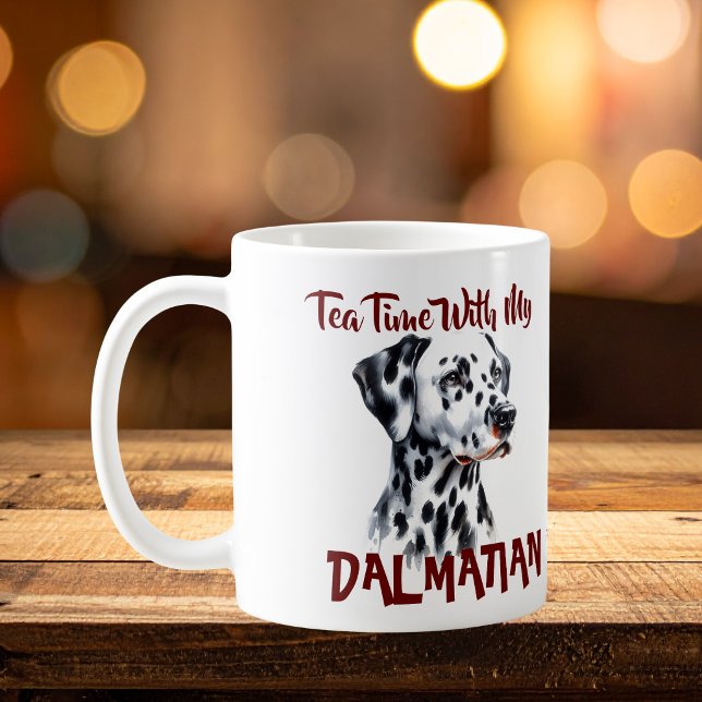Söt svart te & dalmatiner PERSONALISERA Kaffemugg ( Elegant design, personalize with your own words.)