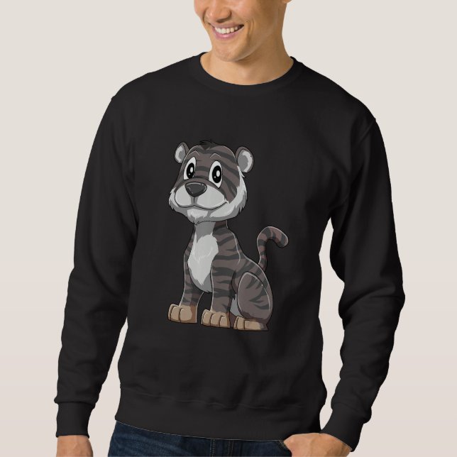 Söt svart tigerbaby lång ärmad tröja (Framsida)
