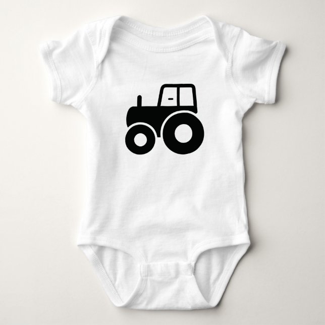 Söt svart traktor t shirt (Framsida)