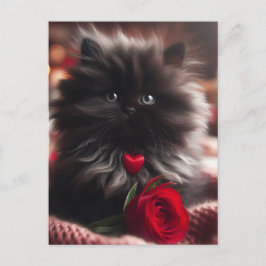 Söt svart valentin kattunge vykort