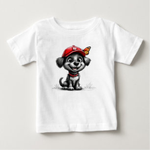 Söt svart valp med fjäril Sött djur T Shirt