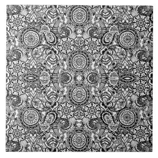 Söt svart vit blommig paisley kakelplatta