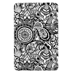Söt svart vit blomster paisley magnet