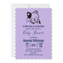 Söt svart-vit katt som vinkar - Baby Shower