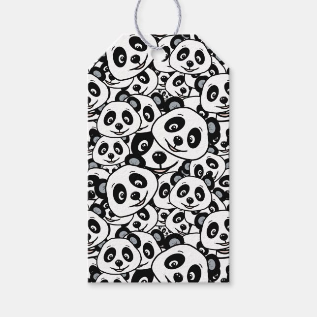 Söt svart-vit modern pandabjörn mönster presentetikett (Framsidan)