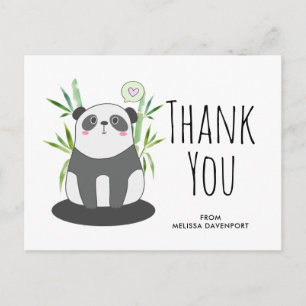 Söt svart-vit panda i bambus tack vykort
