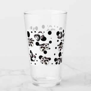 Söt svart-vit panda och prickig bakgrund glaskopp