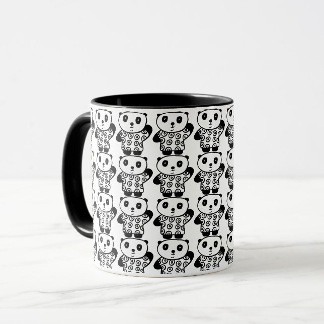 Söt svart-vit Pandy Panda-mönster Mugg (Framsida vänster)