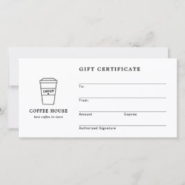 Söt svart-vit presentkort för kafé