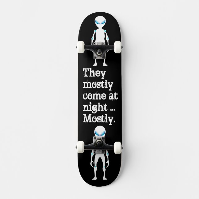 Söt svart vit utomjording citat mini skateboard bräda 18,5 cm (Framsida)