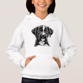 Söt svart & vit valp – mysig hoodie för hundälskar t shirt