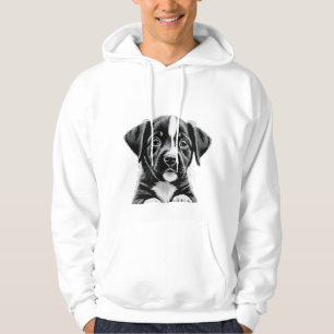 Söt svart-vit valp – mysig hundälskare hoodie