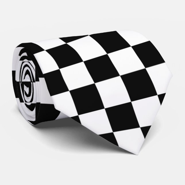 söt svartvit check mönster slips (Rullad)