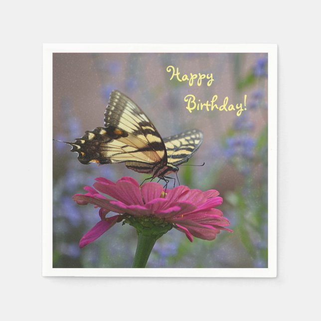 Söt Swallowtail Butterfly On Zinnia Pappersservett (Framsidan)