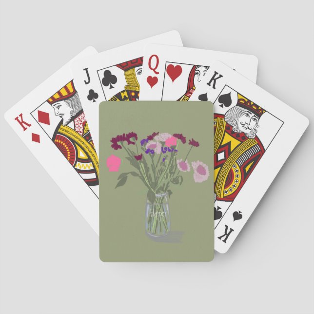 Söt Sweet Boho Wildblommor +Anpassat namn Casinokort (Baksidan)