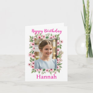 Söt Sweet Girl Anpassningsbar Photo Birthday Kort