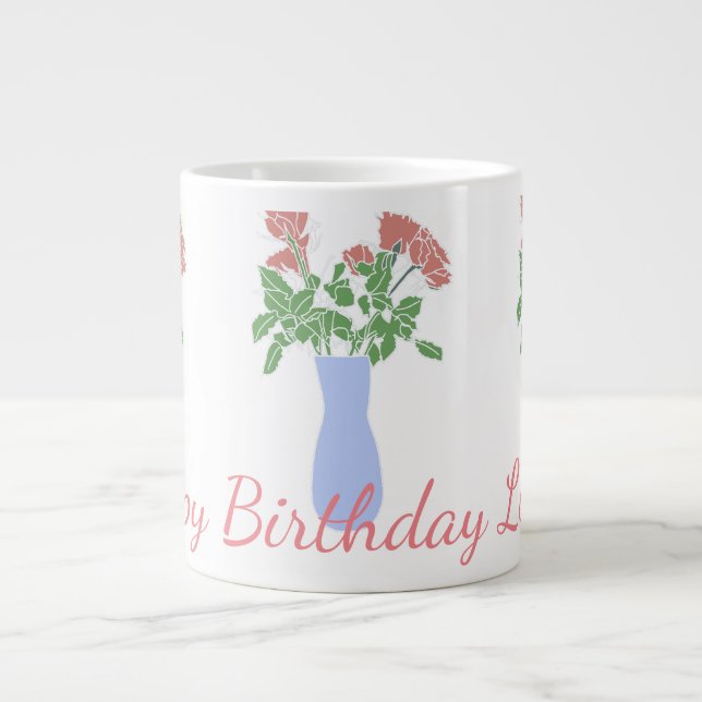 Söt Sweet Original Flower Illustration Kvinnor Jumbo Mugg (Framsidan)