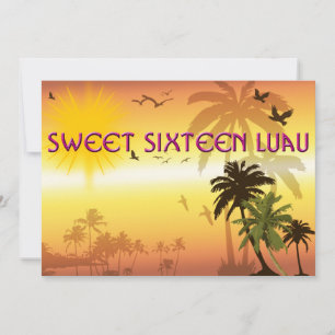 Söt, Sweet Sixteen, hawaiisk Luau-inbjudan Inbjudningar