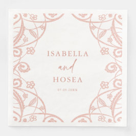 Söt Sweet Soft Ro Guld Blommigt Snöre Bröllop Pappersservett