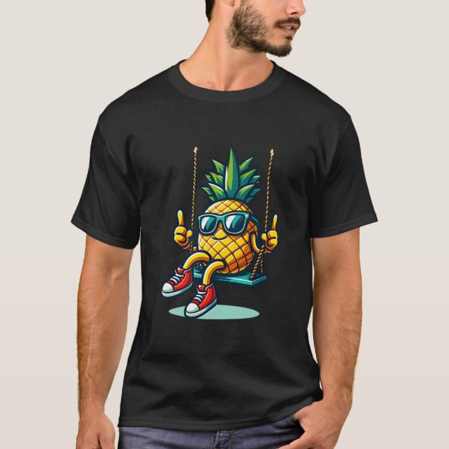 Söt Swinging Pineapple roligt Swinger T Shirt (Framsida)