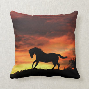 Söt sydvästra Färg Horse and Sunset Kudde