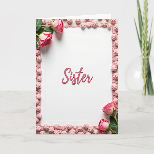 Söt syster blommig kort (Framsida)