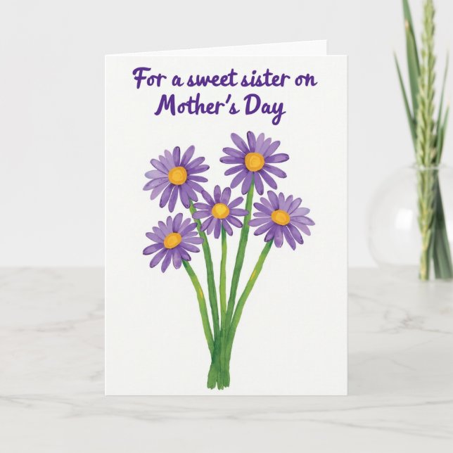 Söt syster Morsdags blommiga kort (Framsida)