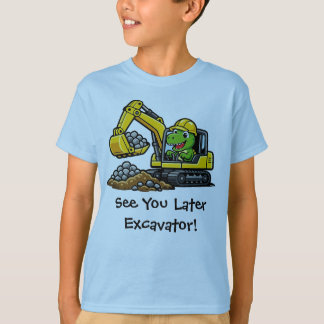 Söt T-Rex Byggplats Schaktmaskin Operatör T-Shirt