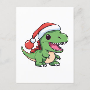 Söt T-Rex-dinosaur i julhatt Vykort
