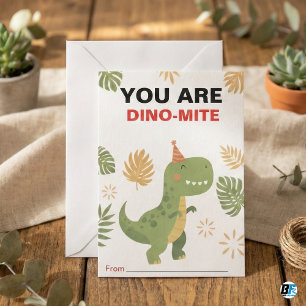 Söt T-Rex-dinosaurie Du är Dino-Mite Pojkar Valent Anteckningskort